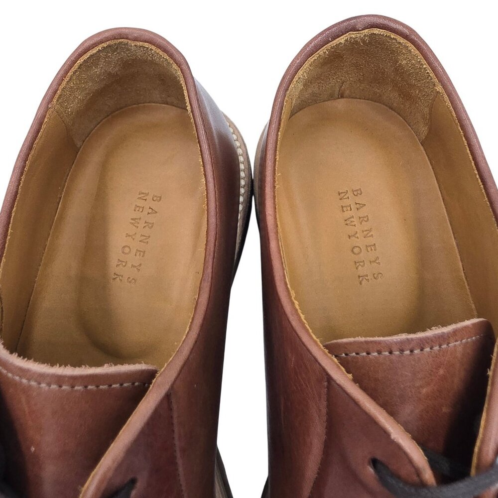 NEW Barneys New York 7656 Maine Burnished Brown Leather Derby Men 8.5 Dress Shoe - Picture 13 of 16